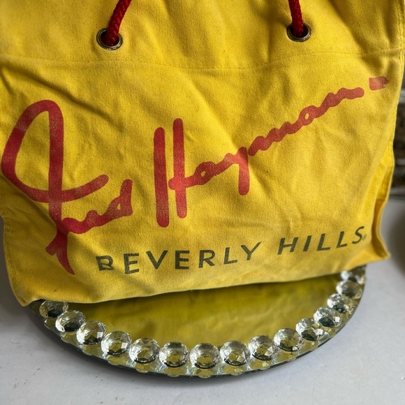 Fred Hayman Vintage Beverly Canvas Tote Yellow 16" x 11" x 5" - Picture 4 of 9